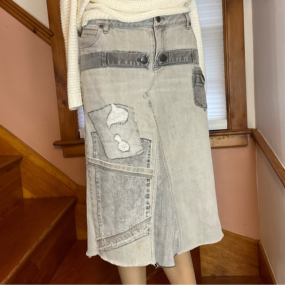 DENIM Up-cycled Midi-Skirt